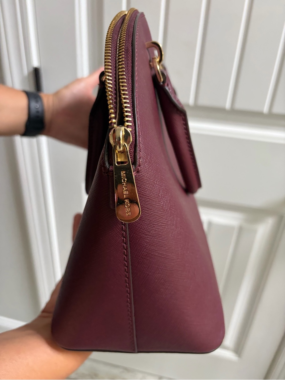 Michael Kors Plum Saffiano Dome purse with Gold Hardware - Picture 5 of 7